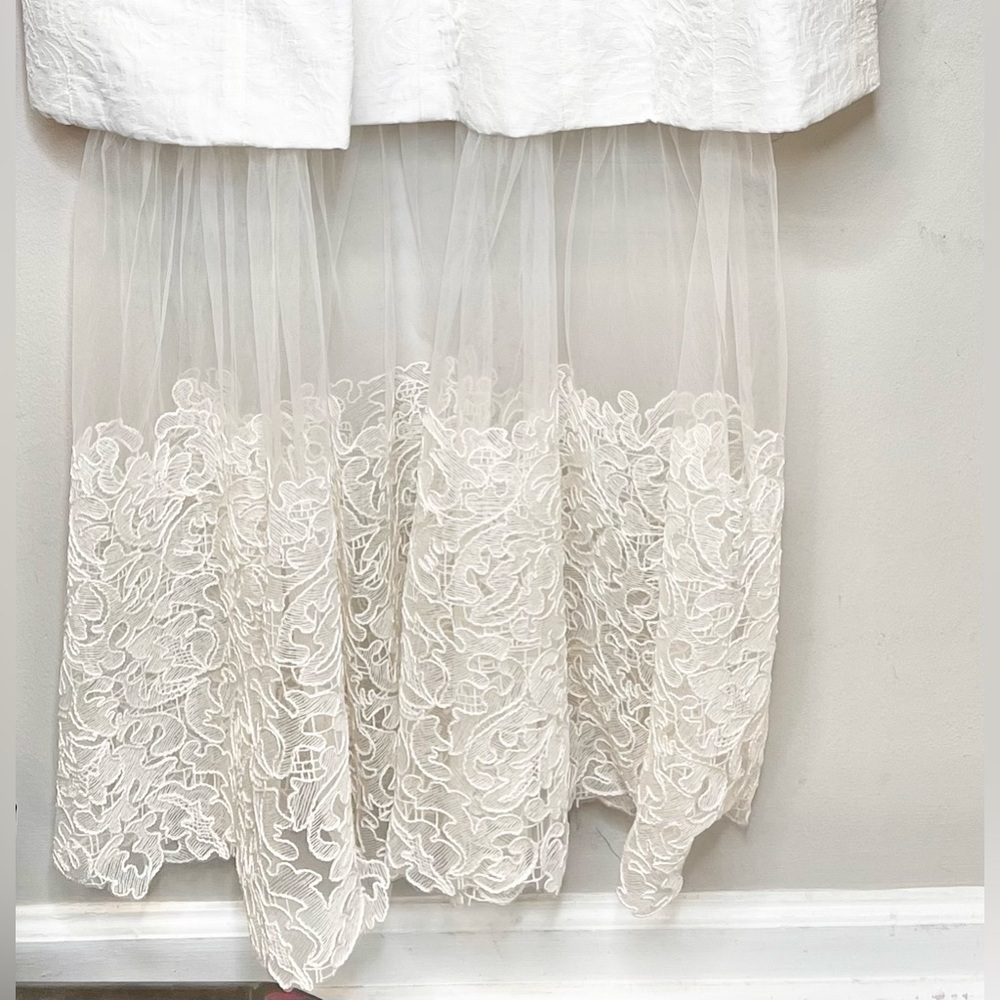 NWT Simkhai Callan Ivory Bustier Jacquard Lace Dress Removable Tulle Hem Sz 12 - Picture 7 of 9